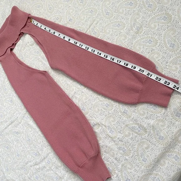 Meraki 2-piece ribbed sweater tube top, balloon sleeve cowl neck coord set - Picture 5 of 9